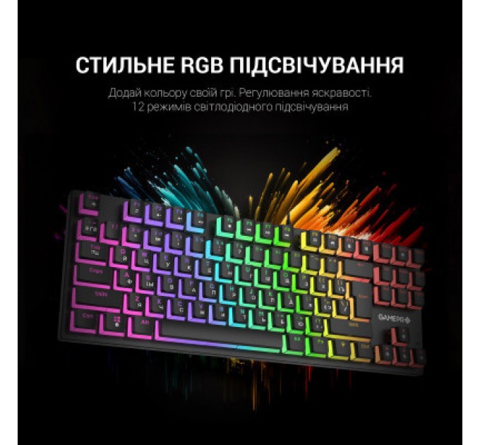 GamePro Клавіатура GamePro MK80R Red Switch RGB USB Black (MK80R)