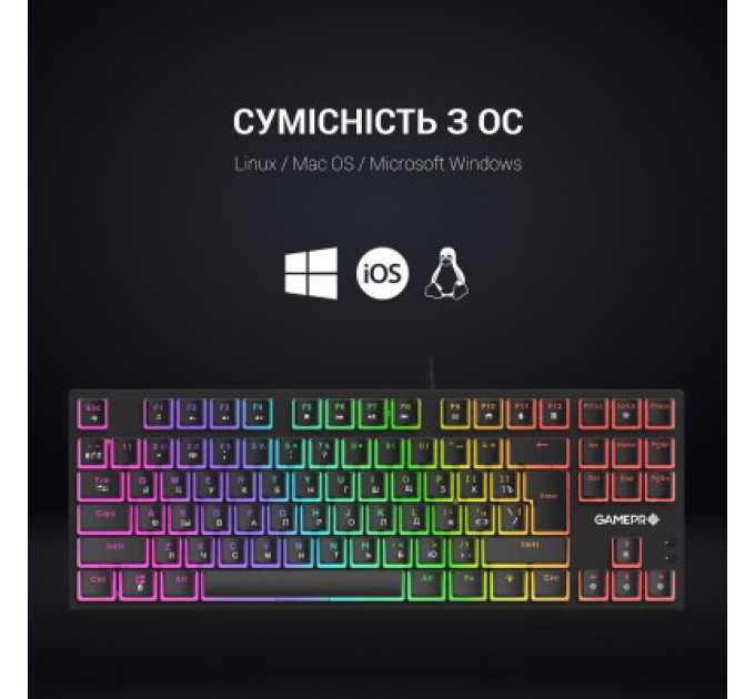 GamePro Клавіатура GamePro MK80R Red Switch RGB USB Black (MK80R)