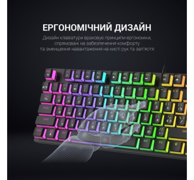 GamePro Клавіатура GamePro MK80R Red Switch RGB USB Black (MK80R)