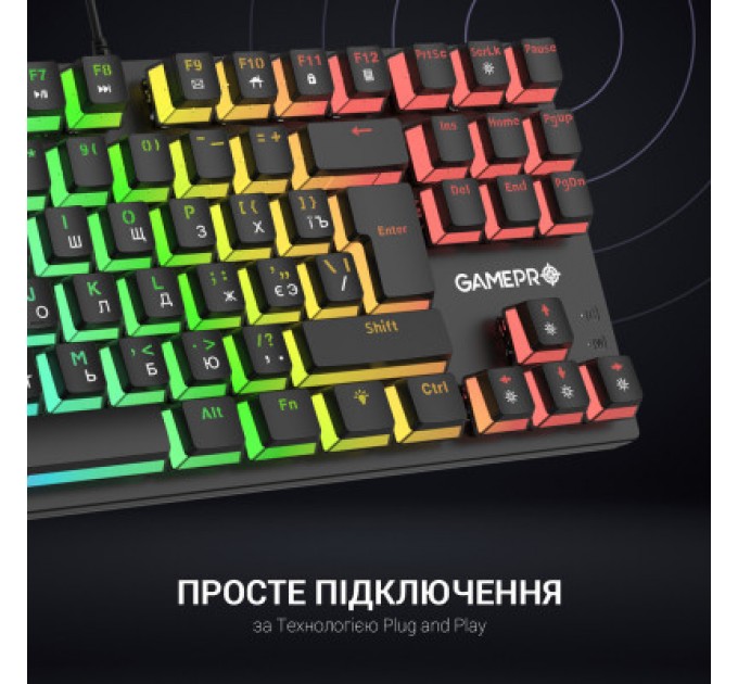 GamePro Клавіатура GamePro MK80R Red Switch RGB USB Black (MK80R)