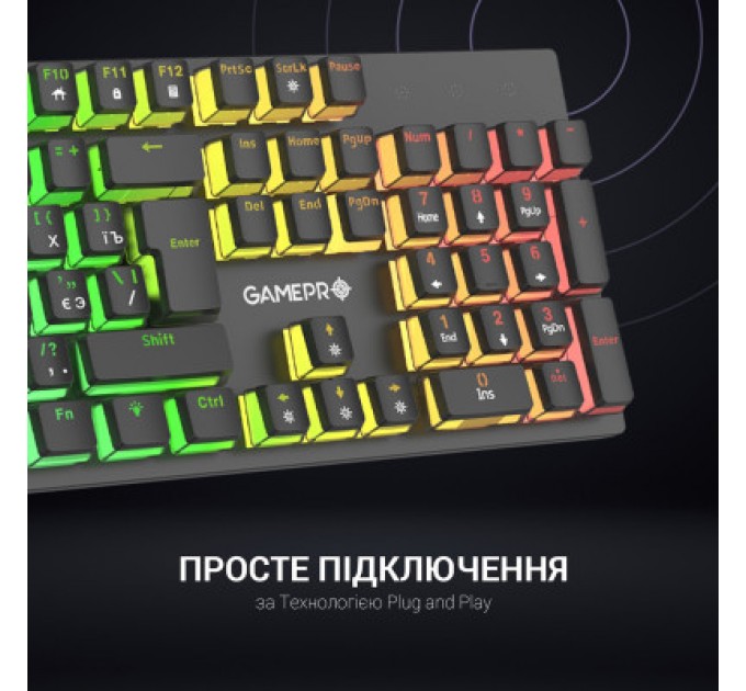 GamePro Клавіатура GamePro MK85R Red Switch RGB USB Black (MK85R)
