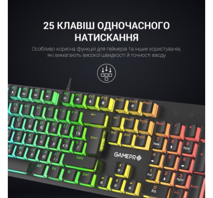 GamePro Клавіатура GamePro MK85R Red Switch RGB USB Black (MK85R)