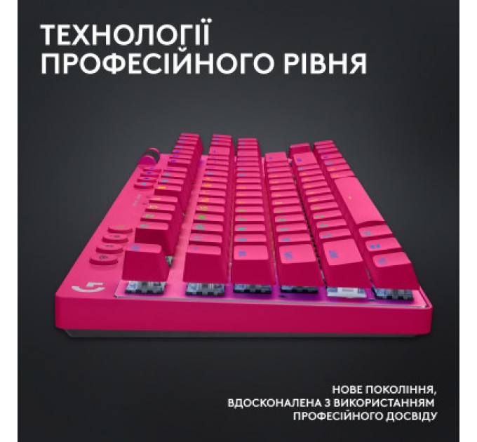 Logitech Клавіатура Logitech G PRO X TKL Lightspeed Tactile USB UA Magenta (920-012159)