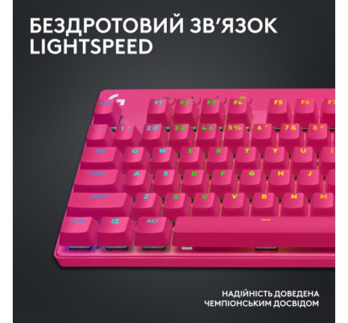 Logitech Клавіатура Logitech G PRO X TKL Lightspeed Tactile USB UA Magenta (920-012159)