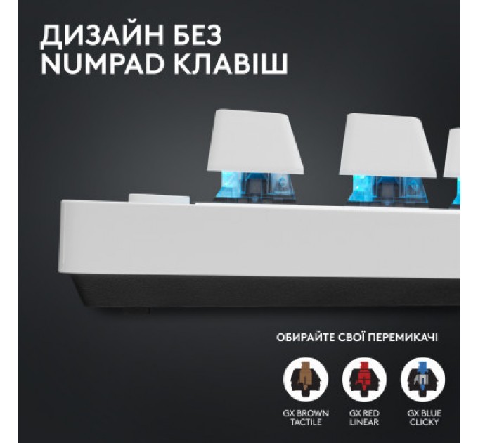 Logitech Клавіатура Logitech G PRO X TKL Lightspeed Tactile USB UA White (920-012148)