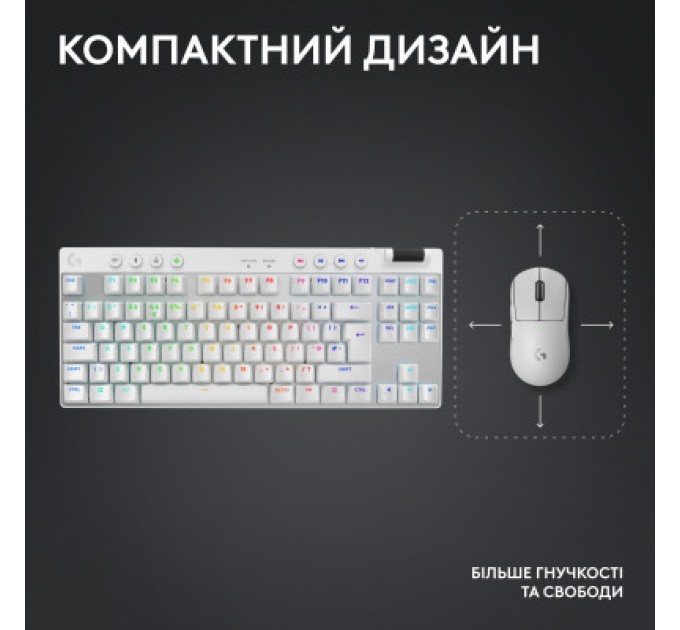 Logitech Клавіатура Logitech G PRO X TKL Lightspeed Tactile USB UA White (920-012148)