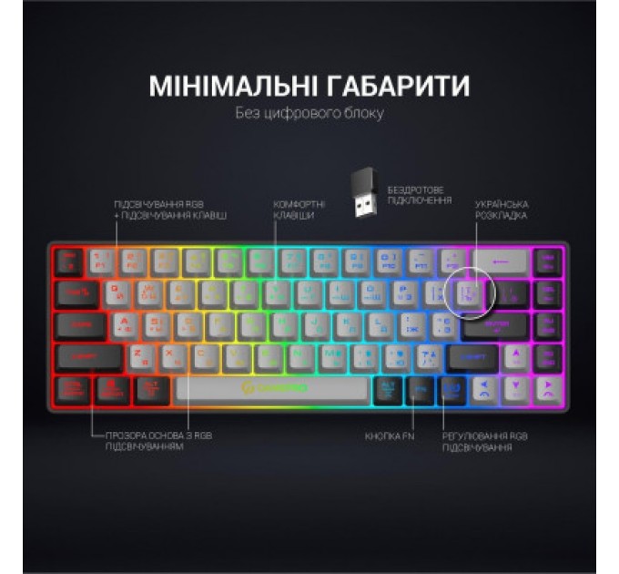 GamePro Клавіатура GamePro GK935 Wireless LED Black (GK935)