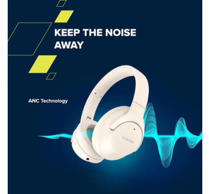 Canyon Навушники Canyon OnRiff 10 ANC Bluetooth Beige (CNS-CBTHS10BG)