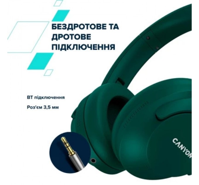 Canyon Навушники Canyon OnRiff 10 ANC Bluetooth Green (CNS-CBTHS10GN)