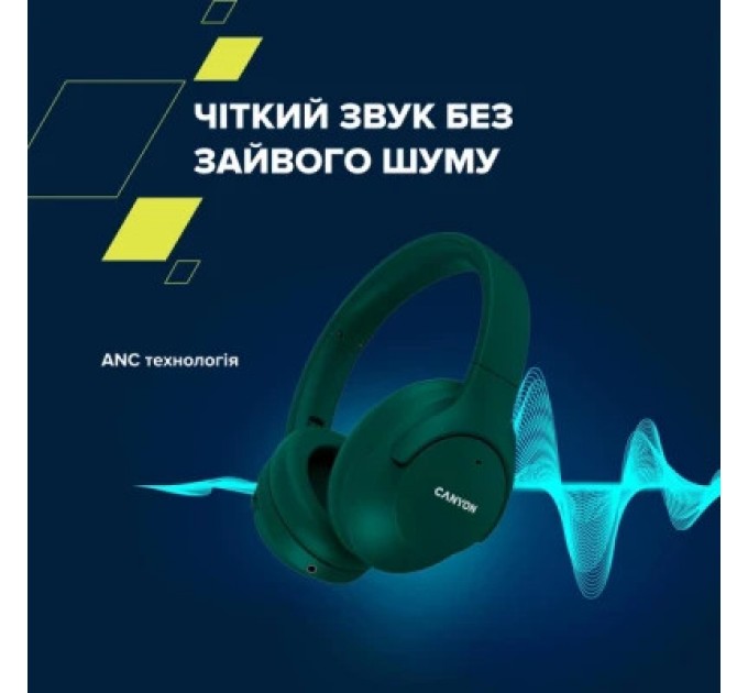 Canyon Навушники Canyon OnRiff 10 ANC Bluetooth Green (CNS-CBTHS10GN)