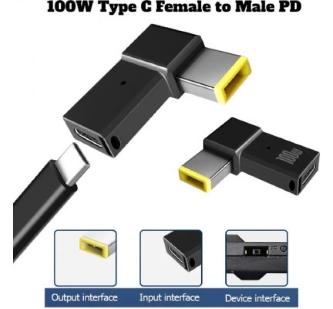 STLab Перехідник PD 100W USB-C F to DC Male Jack square mouth Lenovo Thinkpad ST-Lab (PD100W-Lenovo)