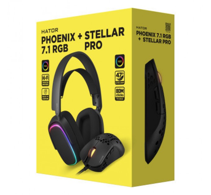 Hator Навушники Hator Phoenix 7.1 RGB + Stellar Pro Black (НТR-001)