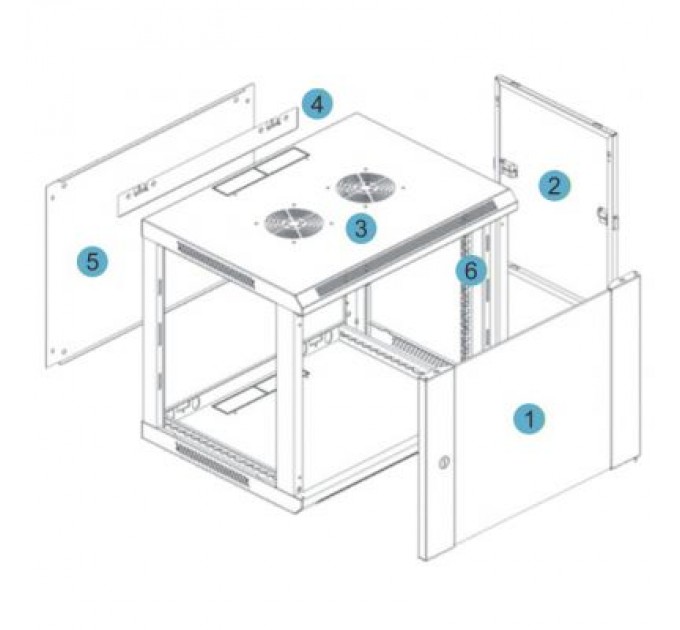 Kingda Шафа настінна Kingda 12U 19" 600x600 RAL9004 (KD-007-6612)