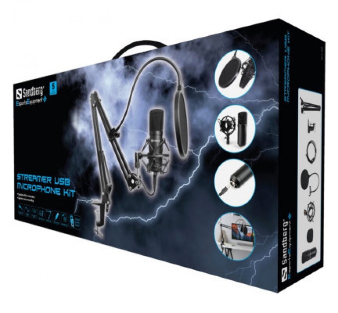 Sandberg Мікрофон Sandberg Ігровий стрім мікрофон Sandberg Streamer Kit USB, кабель 2,5м. (126-07)