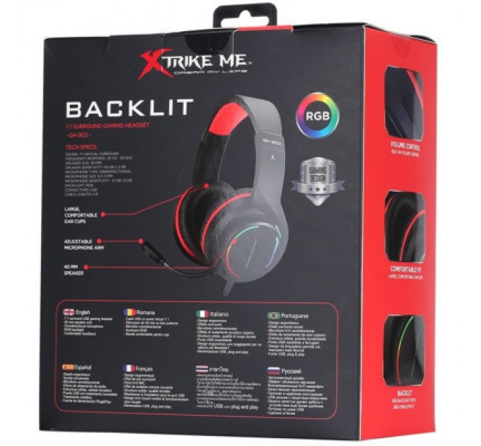 Xtrike ME Навушники Xtrike ME GH-903 RGB-LED Black (GH-903)