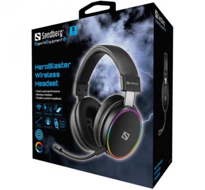 Sandberg Навушники Sandberg HeroBlaster Bluetooth Led Headset Black (126-42)