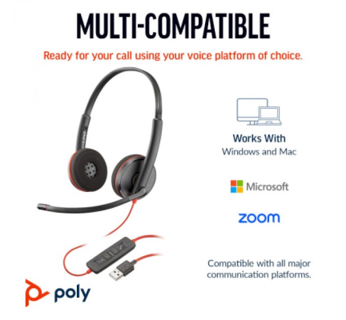 Poly Навушники Poly Blackwire 3220 USB-A/C (8X228AA)
