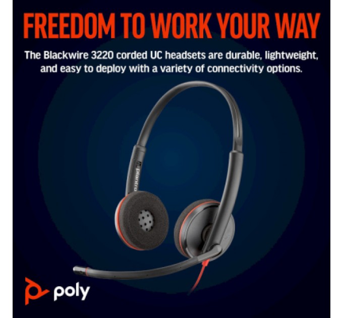 Poly Навушники Poly Blackwire 3220 USB-A/C (8X228AA)
