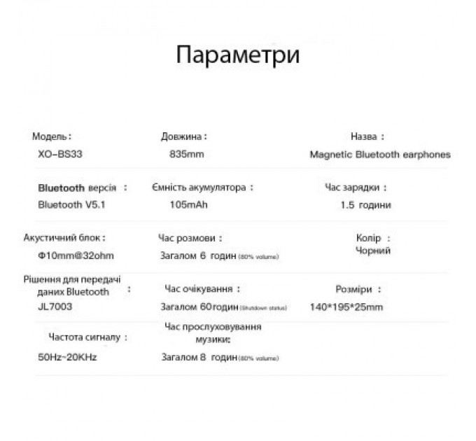 XO Навушники XO BS33 Sport Black (XO-BS33-BK)