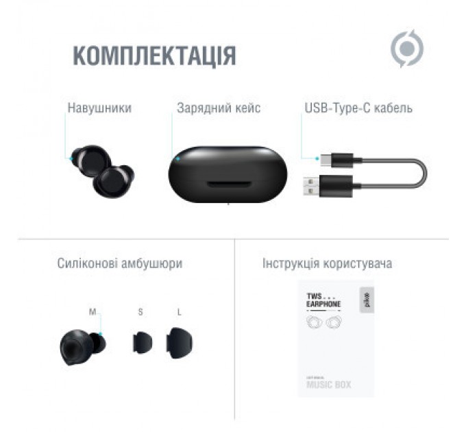 Piko Навушники Piko TWS-MusicBox Black (1283126583414)