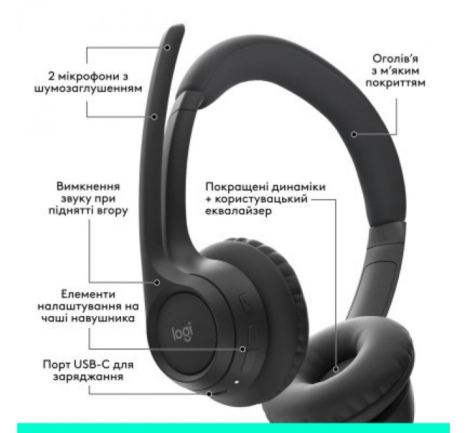 Logitech Навушники Logitech Zone 300 Bluetooth Graphite (981-001407)