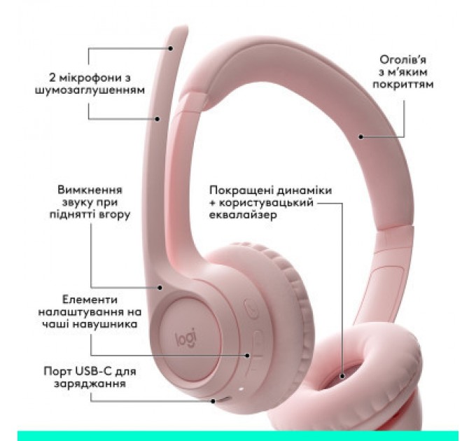Logitech Навушники Logitech Zone 300 Bluetooth Rose (981-001412)