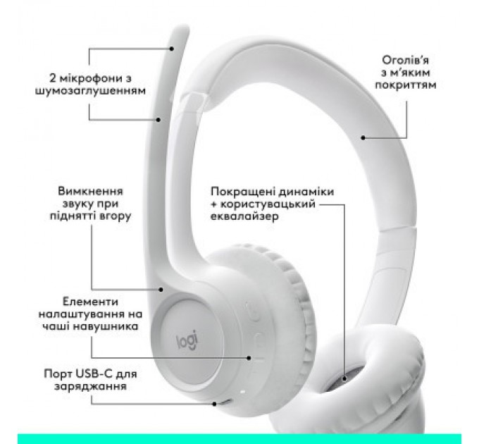 Logitech Навушники Logitech Zone 300 Bluetooth Off-White (981-001417)