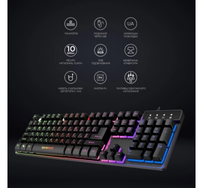 GamePro Клавіатура GamePro GK576 Nitro+ USB Black (GK576)