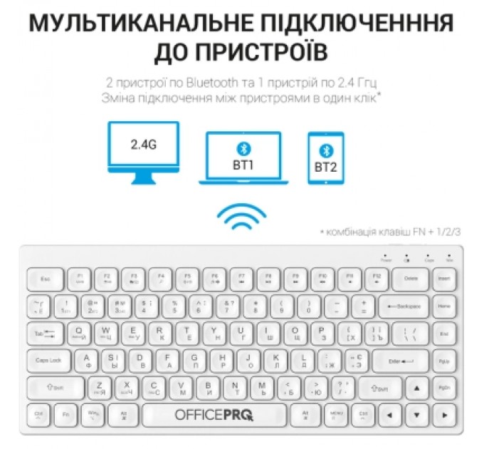 OfficePro Клавіатура OfficePro SK955W Wireless/Bluetooth White (SK955W)