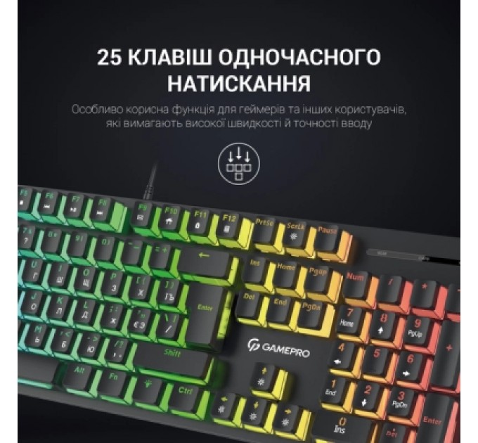 GamePro Клавіатура GamePro MK85B Blue Switch RGB USB Black (MK85B)