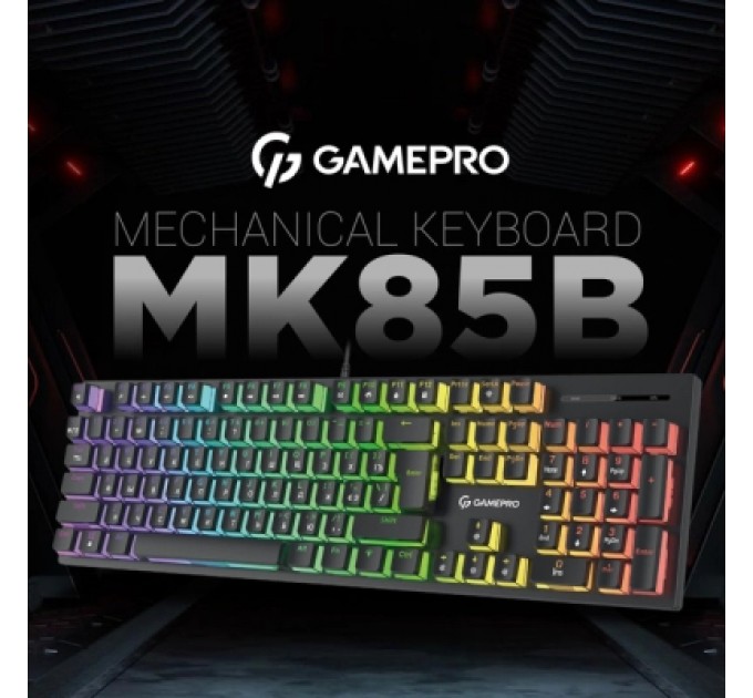 GamePro Клавіатура GamePro MK85B Blue Switch RGB USB Black (MK85B)