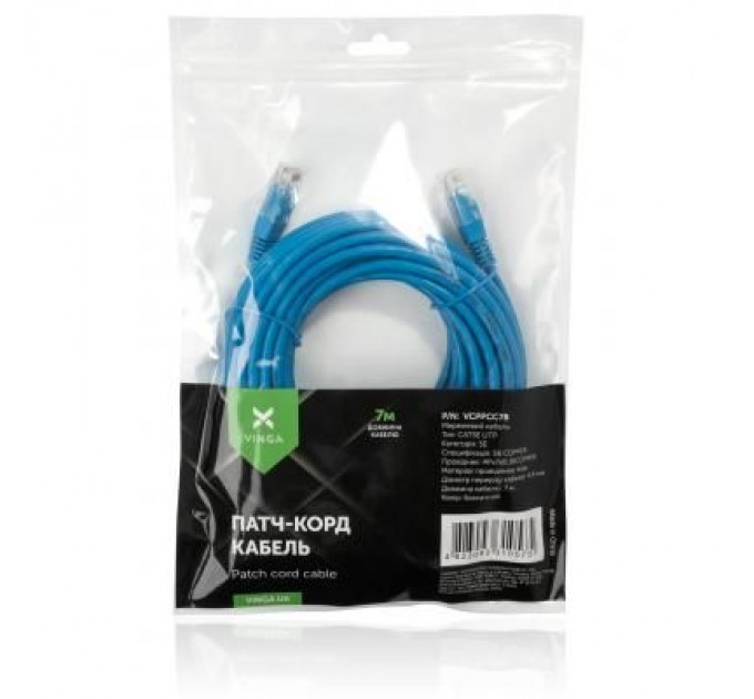 Vinga Патч-корд Vinga UTPCat5e 7 m COPPER (VCPPCC7B)