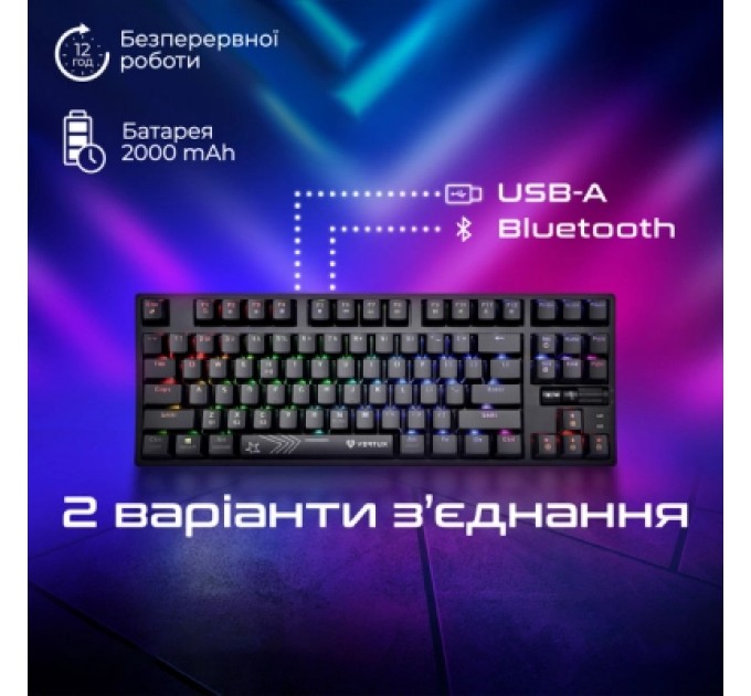 Vertux Клавіатура Vertux VertuPro-80 Wireless/USB Black (vertupro-80.black)
