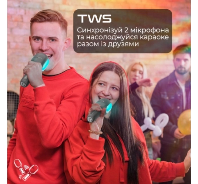 Promate Мікрофон Promate VocalMic Bluetooth 2 x AUX LED Black (vocalmic.black)