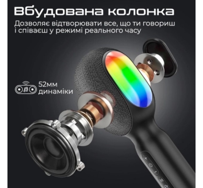 Promate Мікрофон Promate VocalMic Bluetooth 2 x AUX LED Black (vocalmic.black)