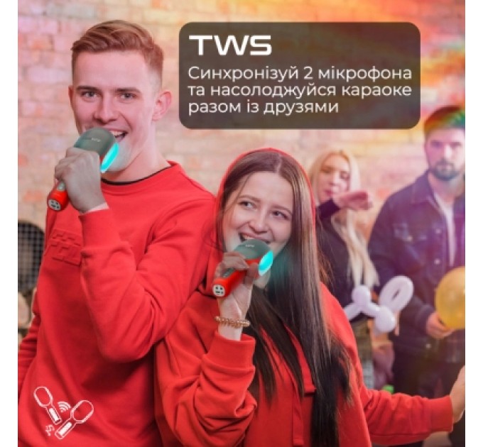 Promate Мікрофон Promate VocalMic Bluetooth 2 x AUX LED Red (vocalmic.red)