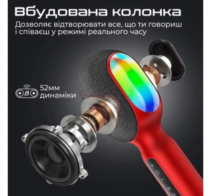 Promate Мікрофон Promate VocalMic Bluetooth 2 x AUX LED Red (vocalmic.red)