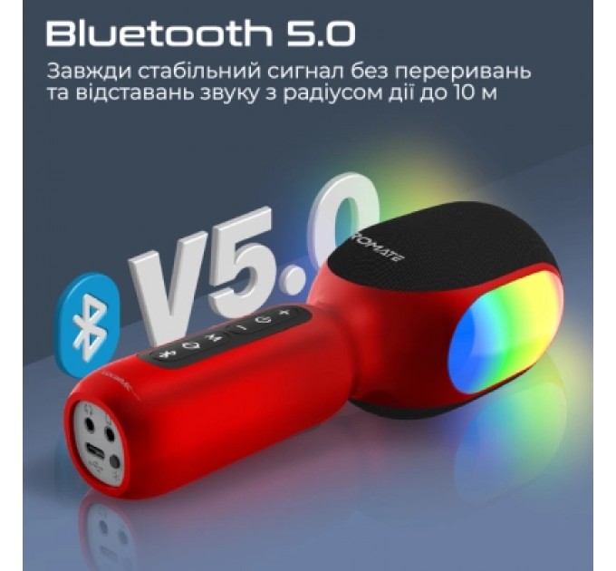 Promate Мікрофон Promate VocalMic Bluetooth 2 x AUX LED Red (vocalmic.red)