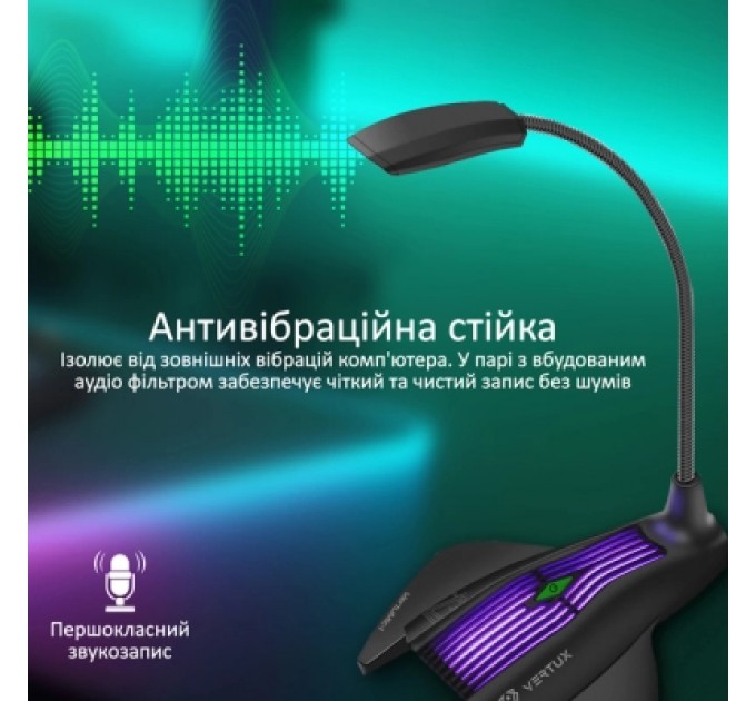 Vertux Мікрофон Vertux VertuMic-1 LED USB Black (vertumic-1.black)