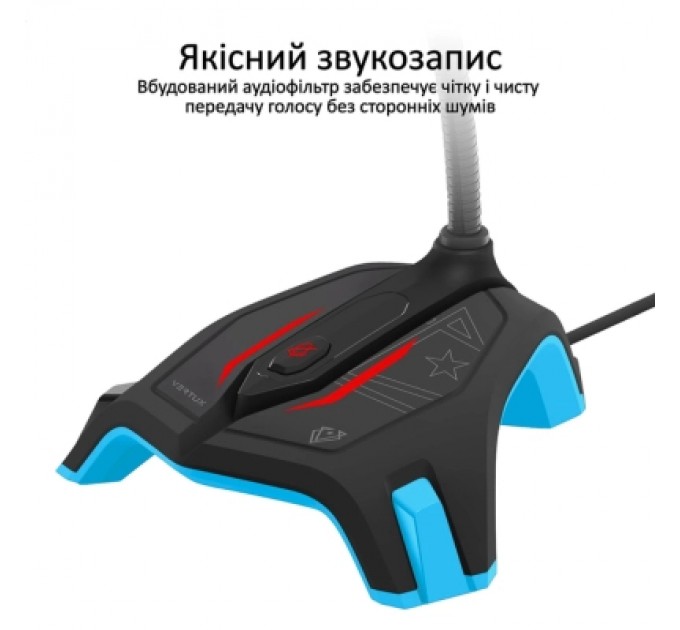 Vertux Мікрофон Vertux Streamer-2 LED USB Blue (streamer-2.blue)