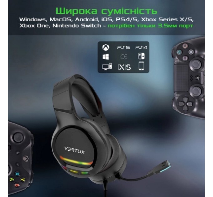 Vertux Навушники Vertux Tokyo 7.1 Mini Jack 3.5мм Black (tokyo.black)