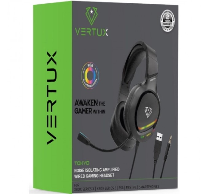 Vertux Навушники Vertux Tokyo 7.1 Mini Jack 3.5мм Black (tokyo.black)