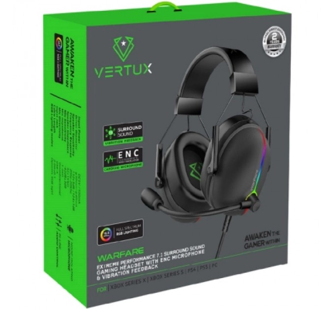 Vertux Навушники Vertux Warfare 7.1 USB Black (warfare.black)