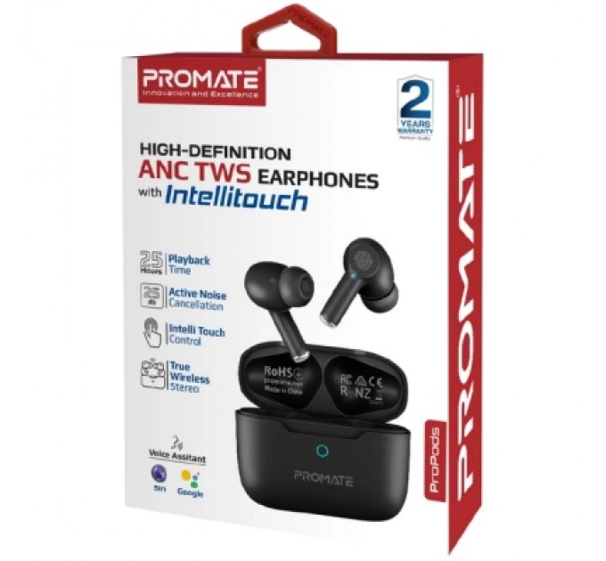 Promate Навушники Promate ProPods Black (propods.black)