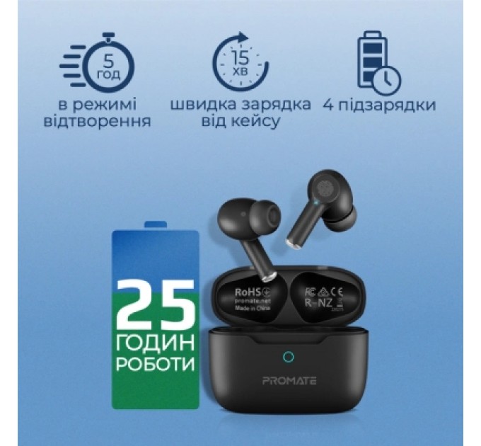 Promate Навушники Promate ProPods Black (propods.black)