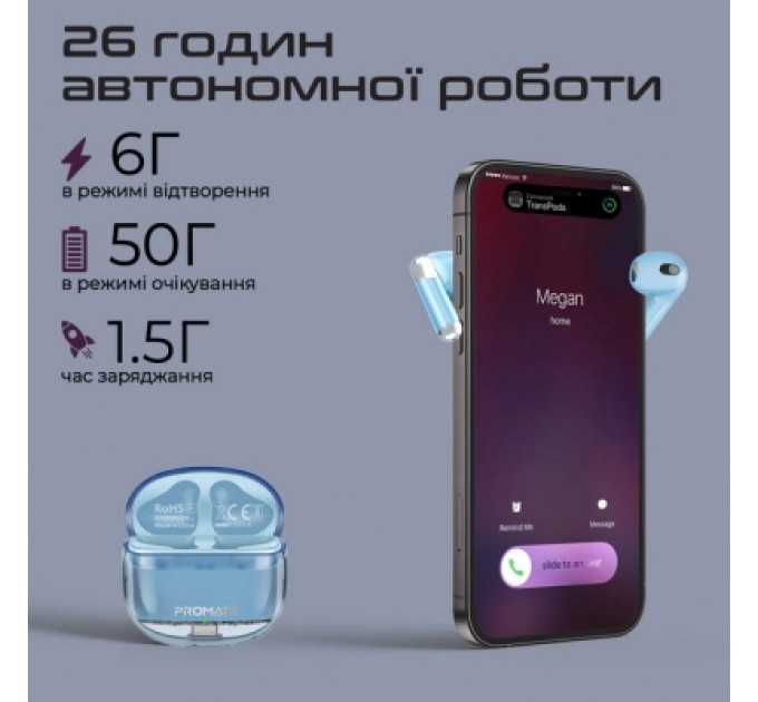 Promate Навушники Promate TransPods Blue (transpods.blue)