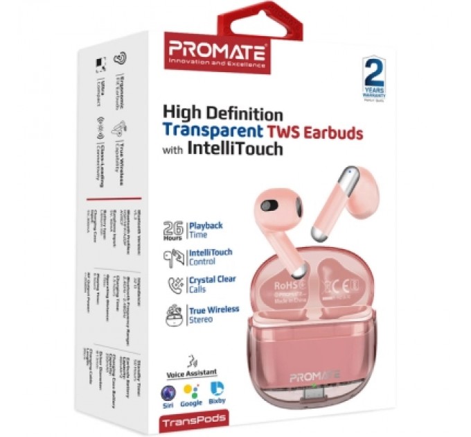 Promate Навушники Promate TransPods Pink (transpods.pink)