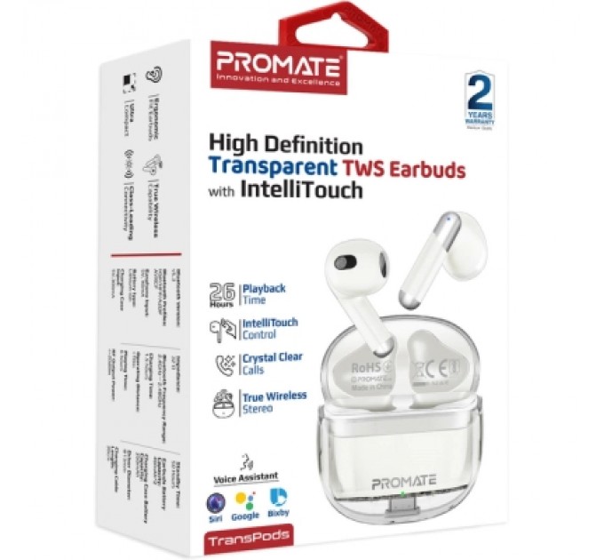 Promate Навушники Promate TransPods White (transpods.white)