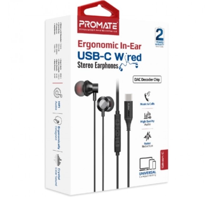 Promate Навушники Promate Silken-C Black (silken-c.black)