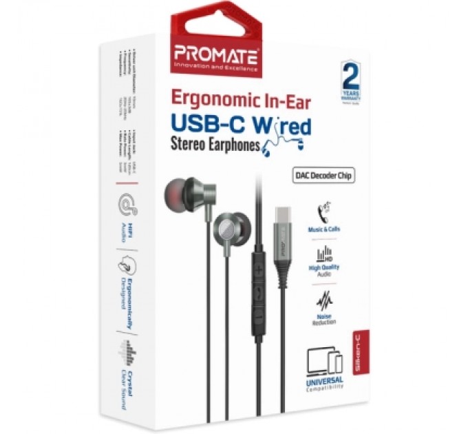 Promate Навушники Promate Silken-C Grey (silken-c.grey)